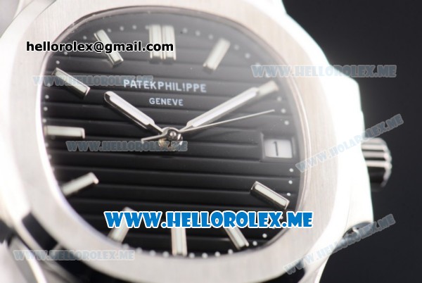 Patek Philippe Nautilus Jumbo Swiss ETA 2824 Automatic Stainless Steel Case/Bracelet with Black Dial and Stick Markers (BP) - Click Image to Close